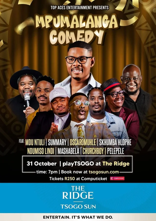 Poster: Mpumalanga Comedy at The Ridge, eMalahleni, 31 Oct